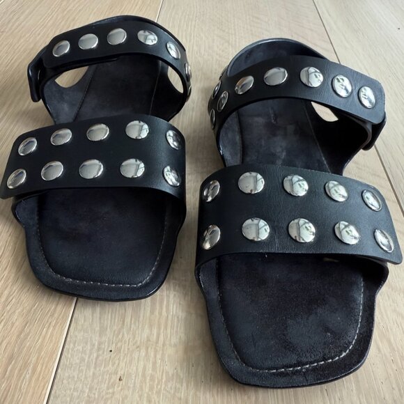 Khaite Boden Leather Studded Sandals - Picture 2 of 8